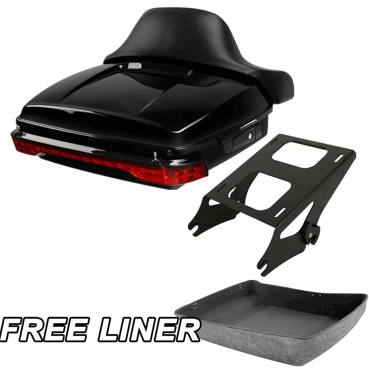 Chopped Trunk Pad & Brake Tail Light Mount Rack for Harley Road Glide (2014–2023)