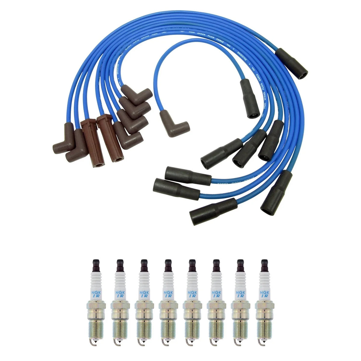 NGK 7mm Wire Set & 8 Iridium Spark Plugs for Chevrolet Corvette (1997–2004)