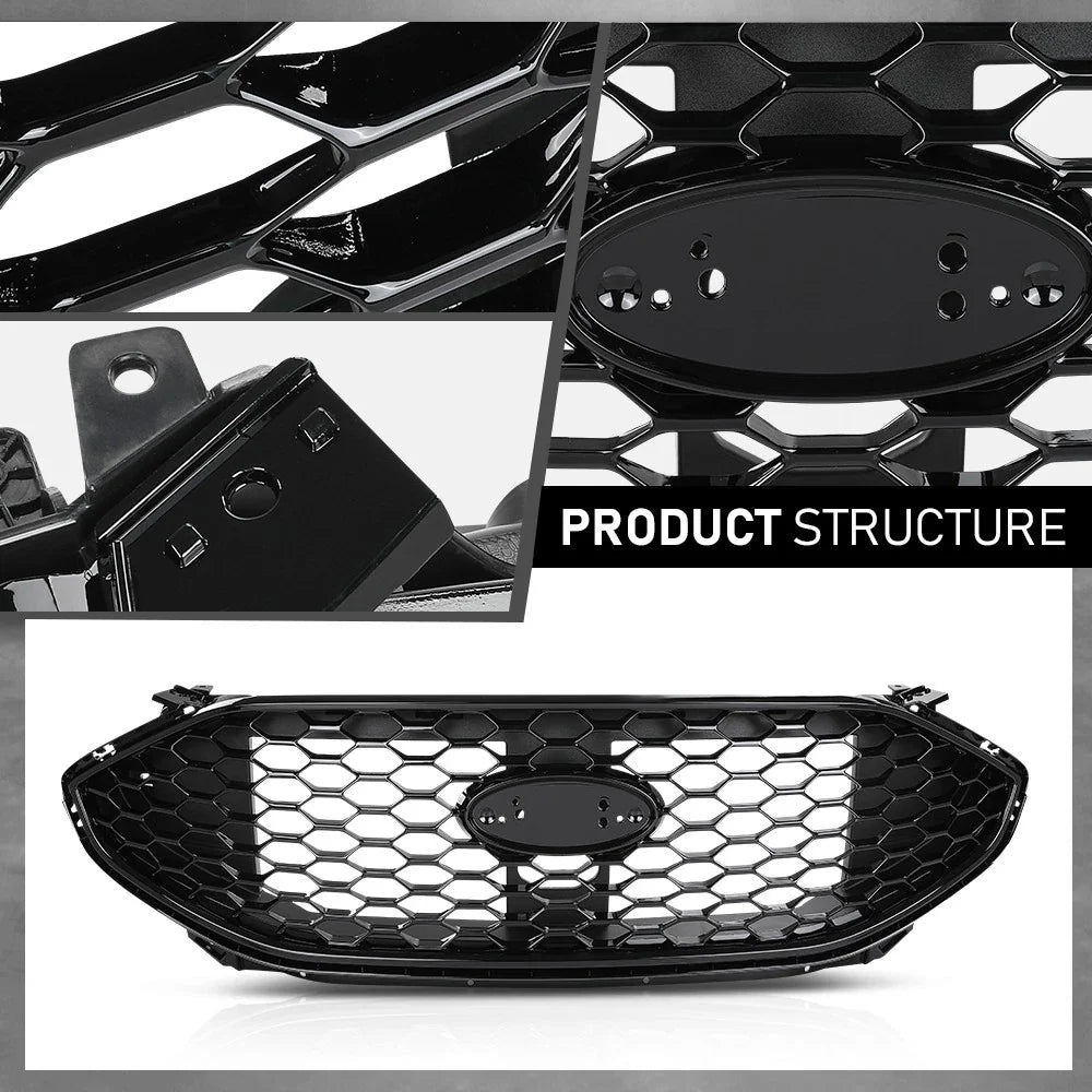 Front Bumper Upper Grille for Ford Edge ST (2019–2022) Black