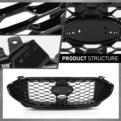 Front Bumper Upper Grille for Ford Edge ST (2019–2022) Black