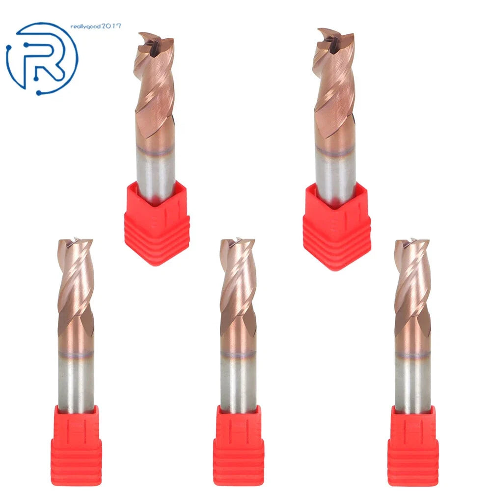 5Pcs 1/2" 3 Flute Carbide End Mill for Aluminum (ZRN Coated)
