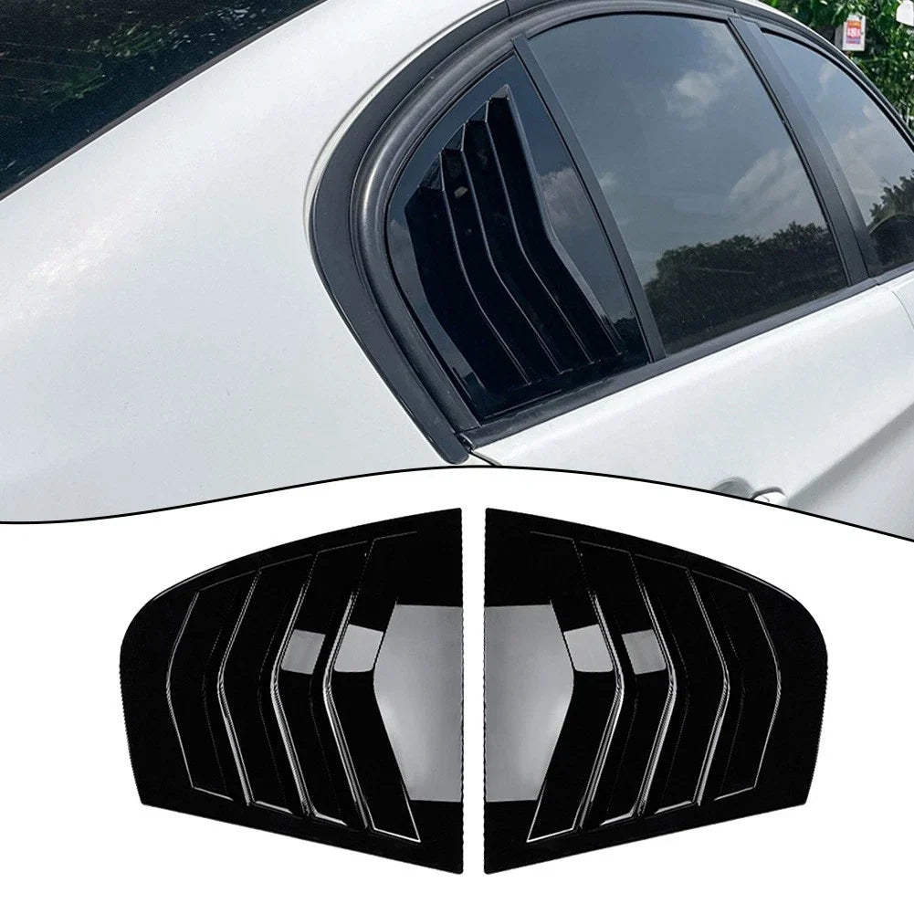 Gloss Black Rear Side Glass Shutter Cover Set of 2 for