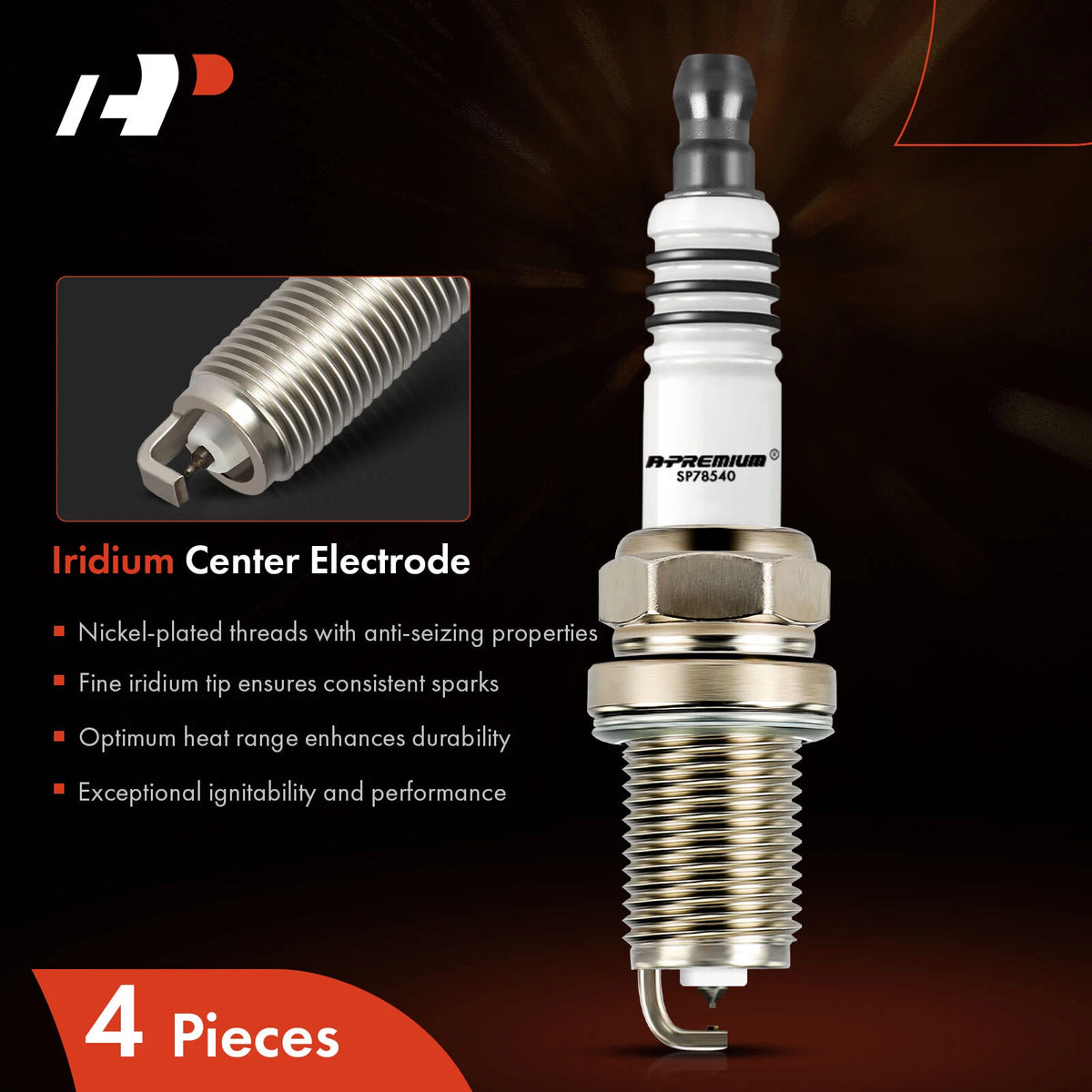 Set of 4 Iridium & Platinum Spark Plugs for Hyundai Elantra (2003) 2687