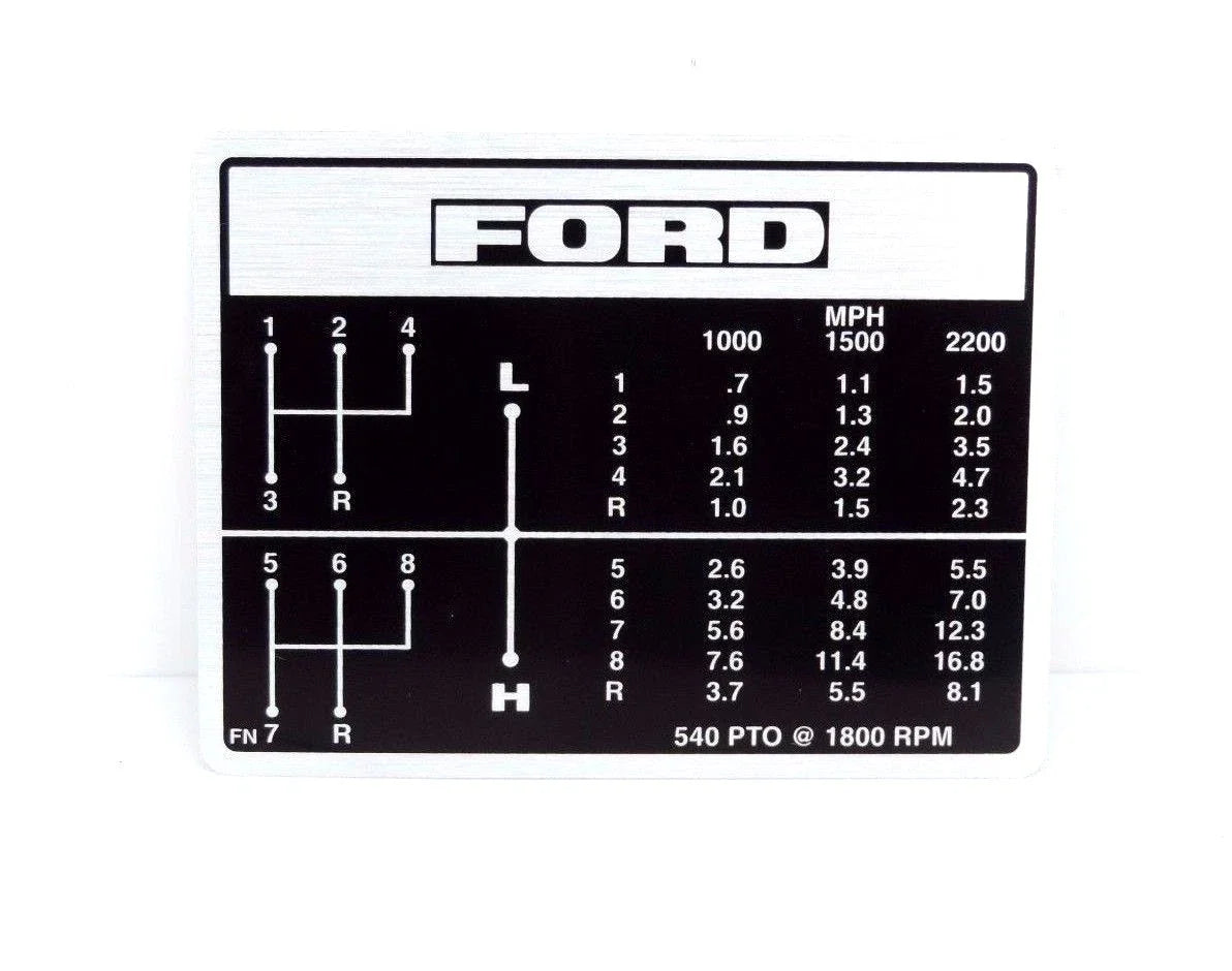 Gear Change Decal for Ford 2000 2600 3000 3600 Tractors (1965–1990)