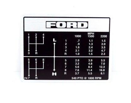 Gear Change Decal for Ford 2000 2600 3000 3600 Tractors (1965–1990)