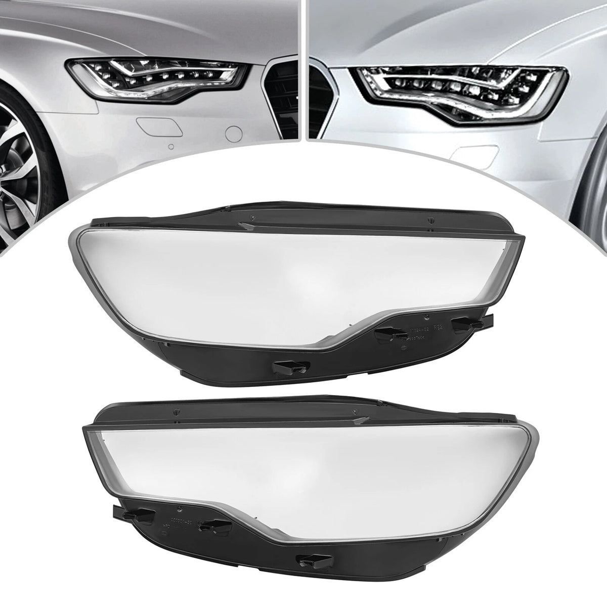 1 Pair Headlight Lens Covers for Audi A6 C7 (2011–2015)