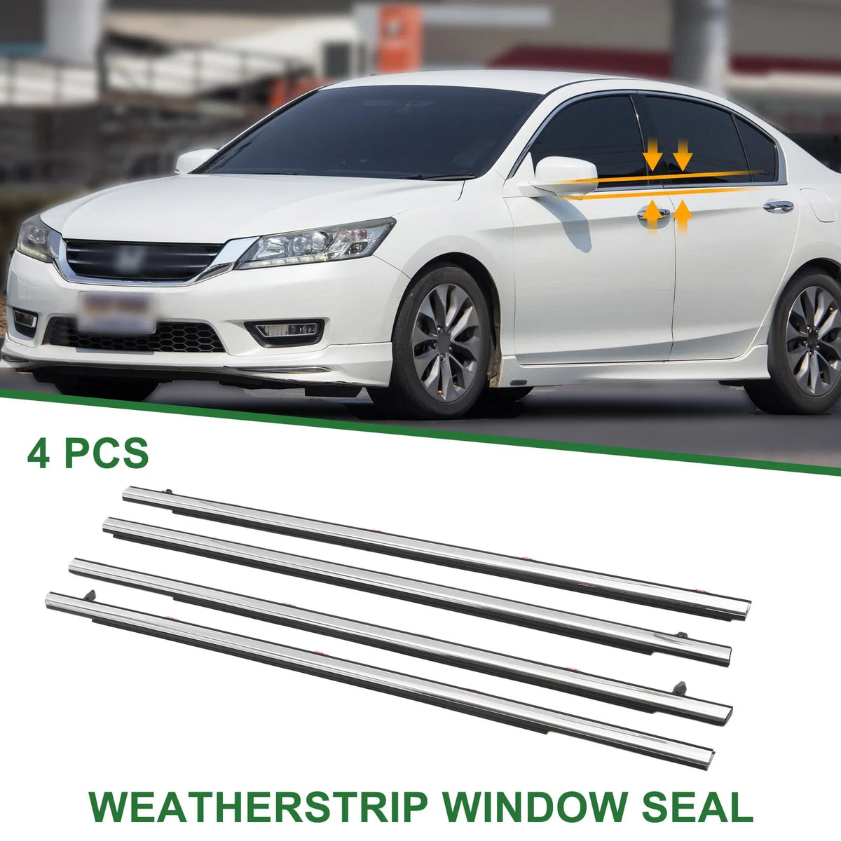 Set of 4 Weatherstrip Window Seal No.72450T2AA01 for Honda Accord (2013–2017)