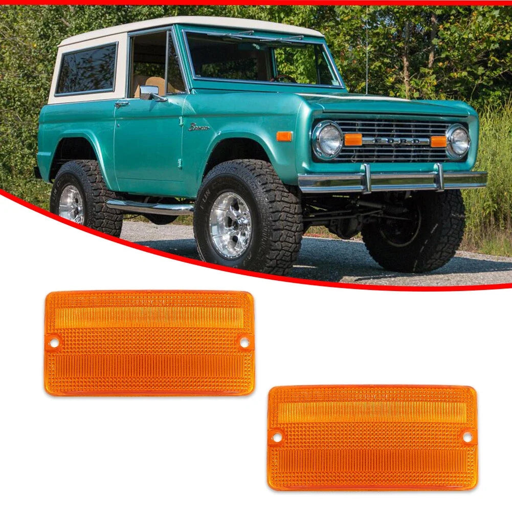 Amber Lens Front Grill Turn Signal Lights for Ford Bronco (1969–1977)