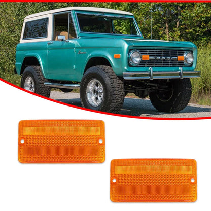 Amber Lens Front Grill Turn Signal Lights for Ford Bronco (1969–1977)