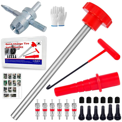 Quick Change Tire Valve Tool Kit for Universal Use