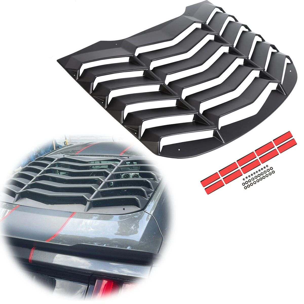 Rear Window Louver Cover Sun Shade for Ford Mustang (2015–2023) - ABS