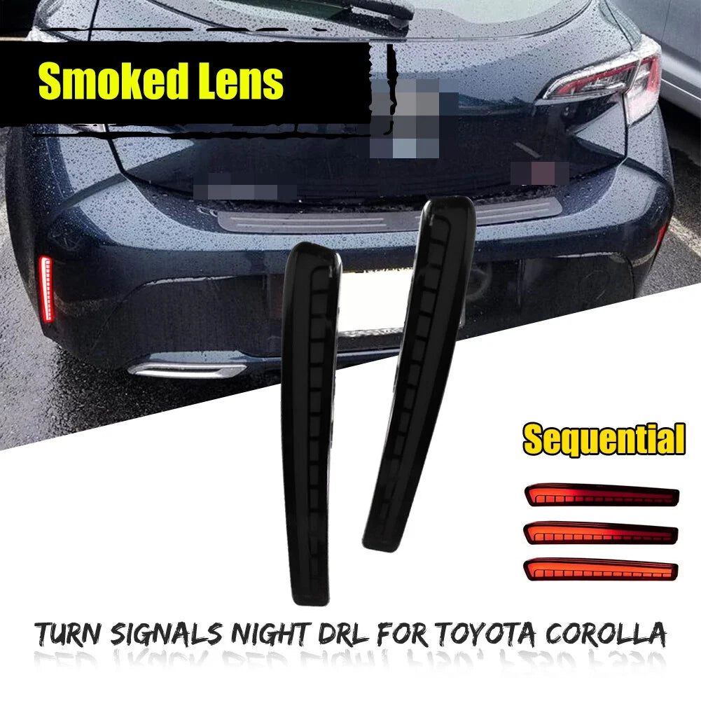 2X Smoked LED Bumper Tail Brake Lights for Toyota Corolla (2020–2021)