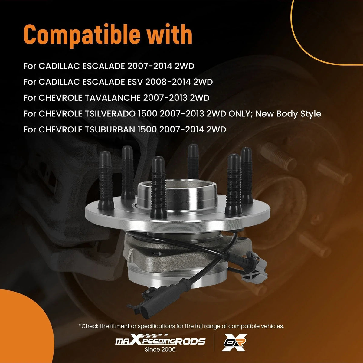 2X Front Wheel Hub Assembly for Chevrolet Tahoe Suburban 2WD (2007–2014)