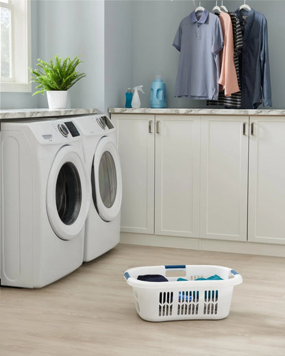 Rubbermaid Large Hip-Hugger Laundry Basket Hamper 1.5 Bushel White