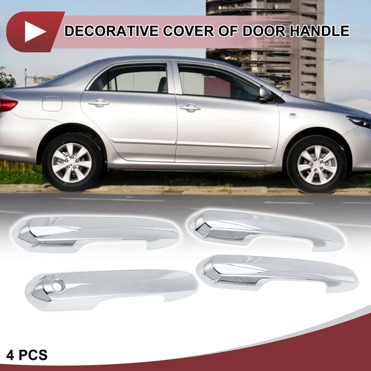 Set of 4 Door Handle Covers for Toyota RAV4 (2019–2024) Silver ABS