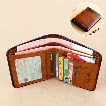 Genuine Leather RFID Bifold Wallet for Men
