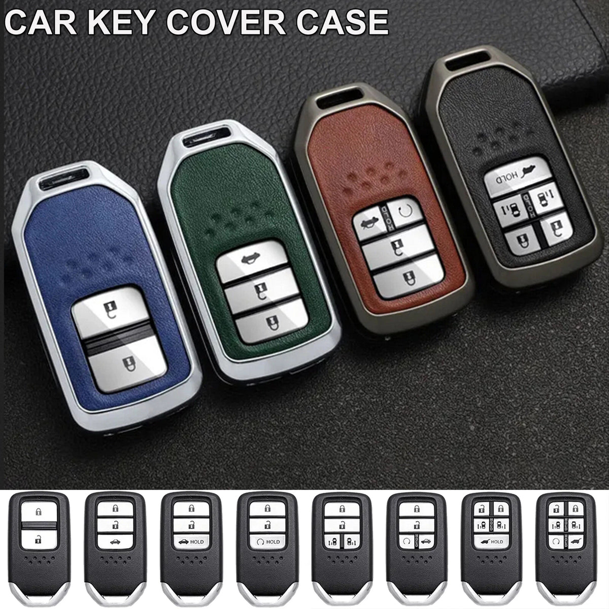 Remote Metal Leather Key Fob Cover for Honda Civic Accord CR-V Pilot (2016–2021)