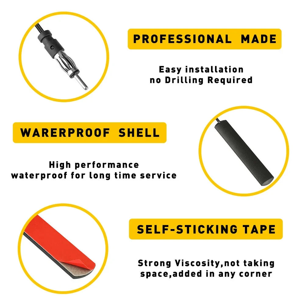 Hidden Amplified Antenna for Universal Automobile Car (AM/FM Radio)