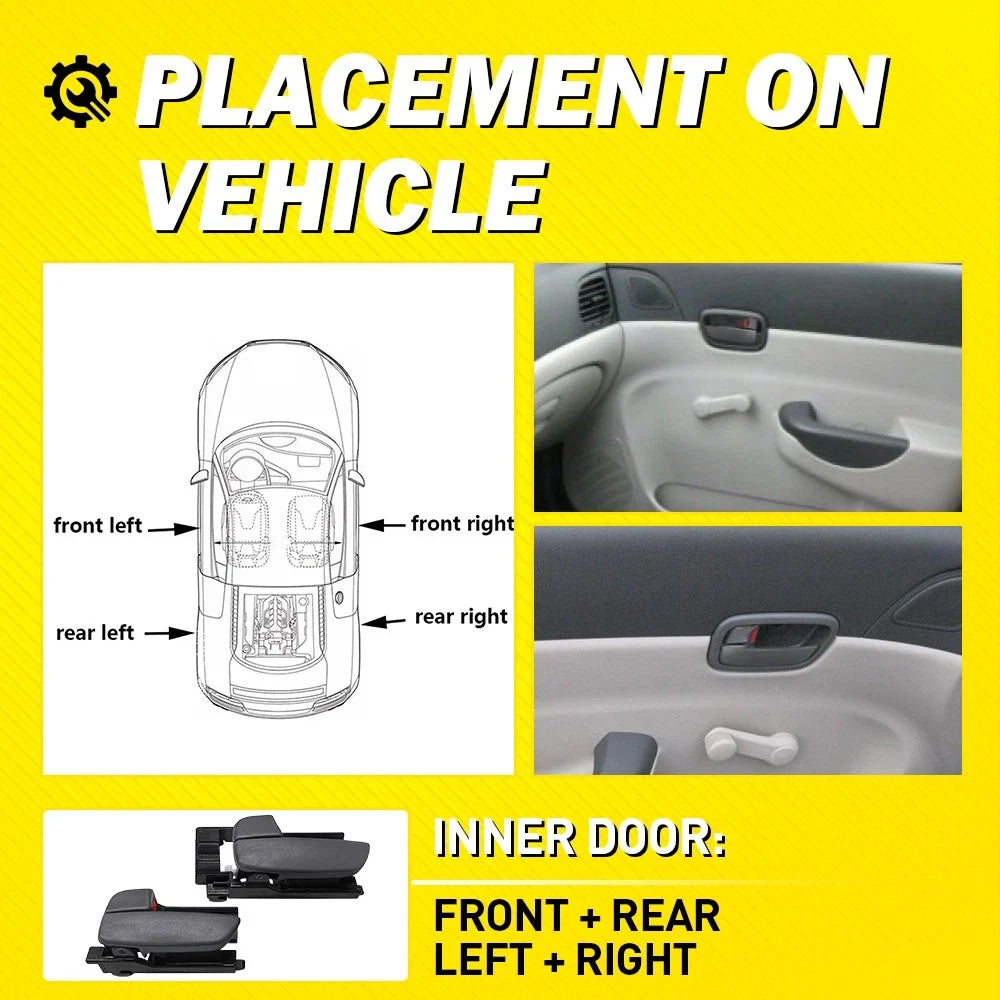 Set of 4 Interior Door Handles for Hyundai Accent (2006–2011)