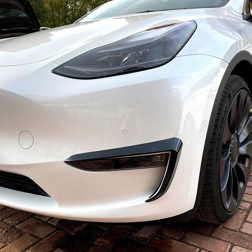 Black Front Bumper Side Canards Covers Trims for Tesla Model Y (2020–2024)
