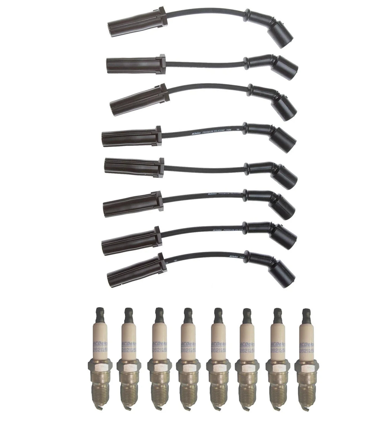 Set of 8 ACDelco Iridium Spark Plugs & GM Wire Set for Escalade Camaro Yukon Tahoe (2002–2023)