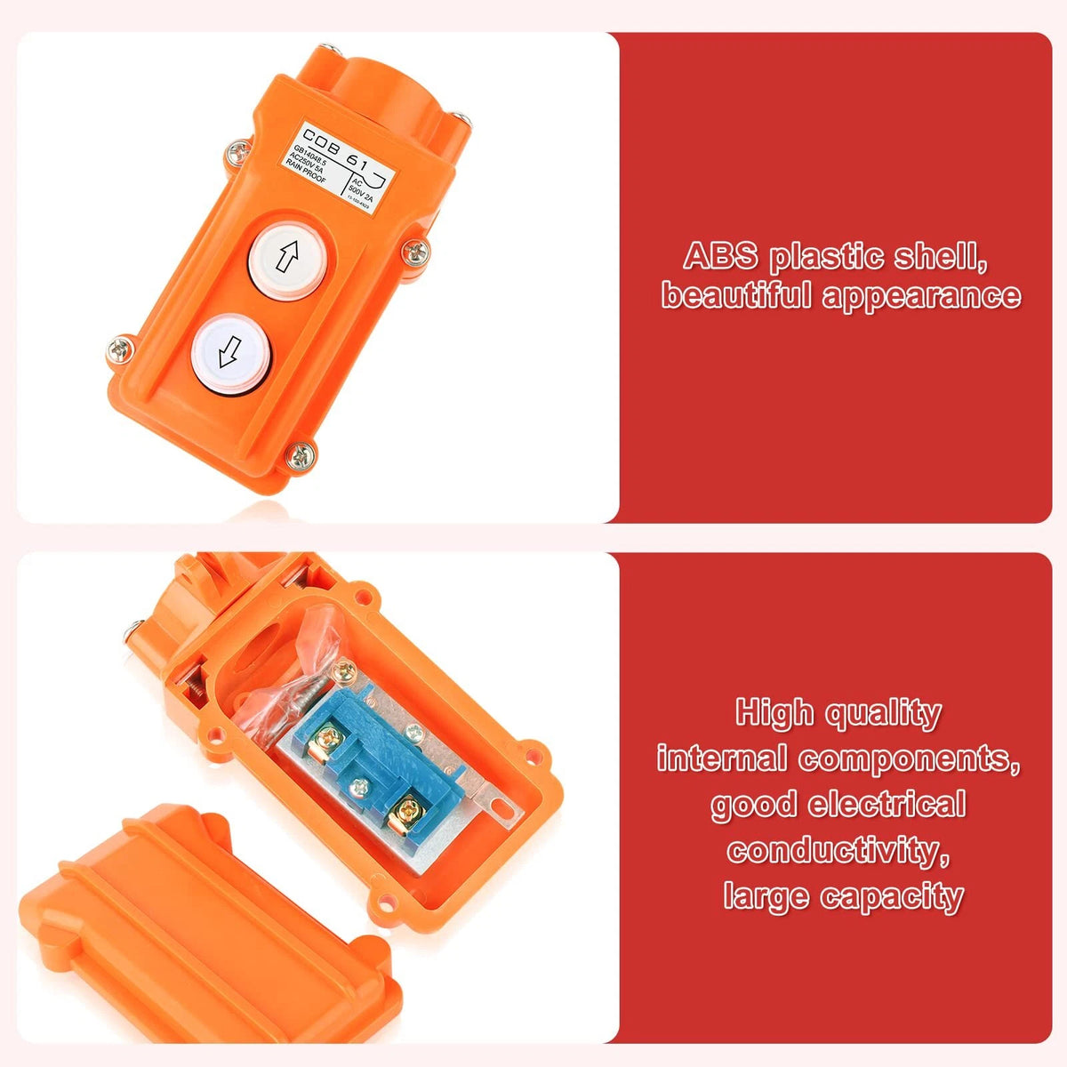 6Pcs Rainproof Push Button Switch Control Station for Hoist Crane