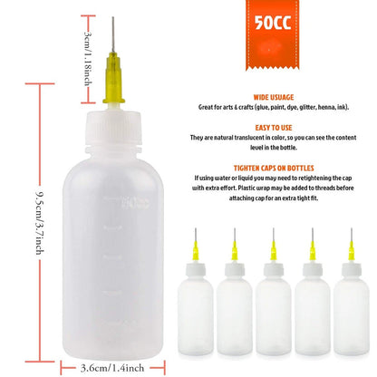 20pcs 50ml Needle Tip Squeeze Bottles for Liquid Glue, Ink, Oil