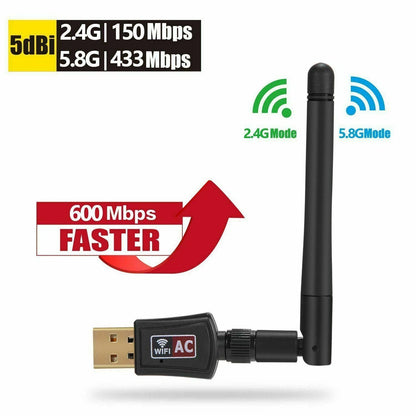 AC600 Mbps Dual Band Wireless USB WiFi Network Adapter for
