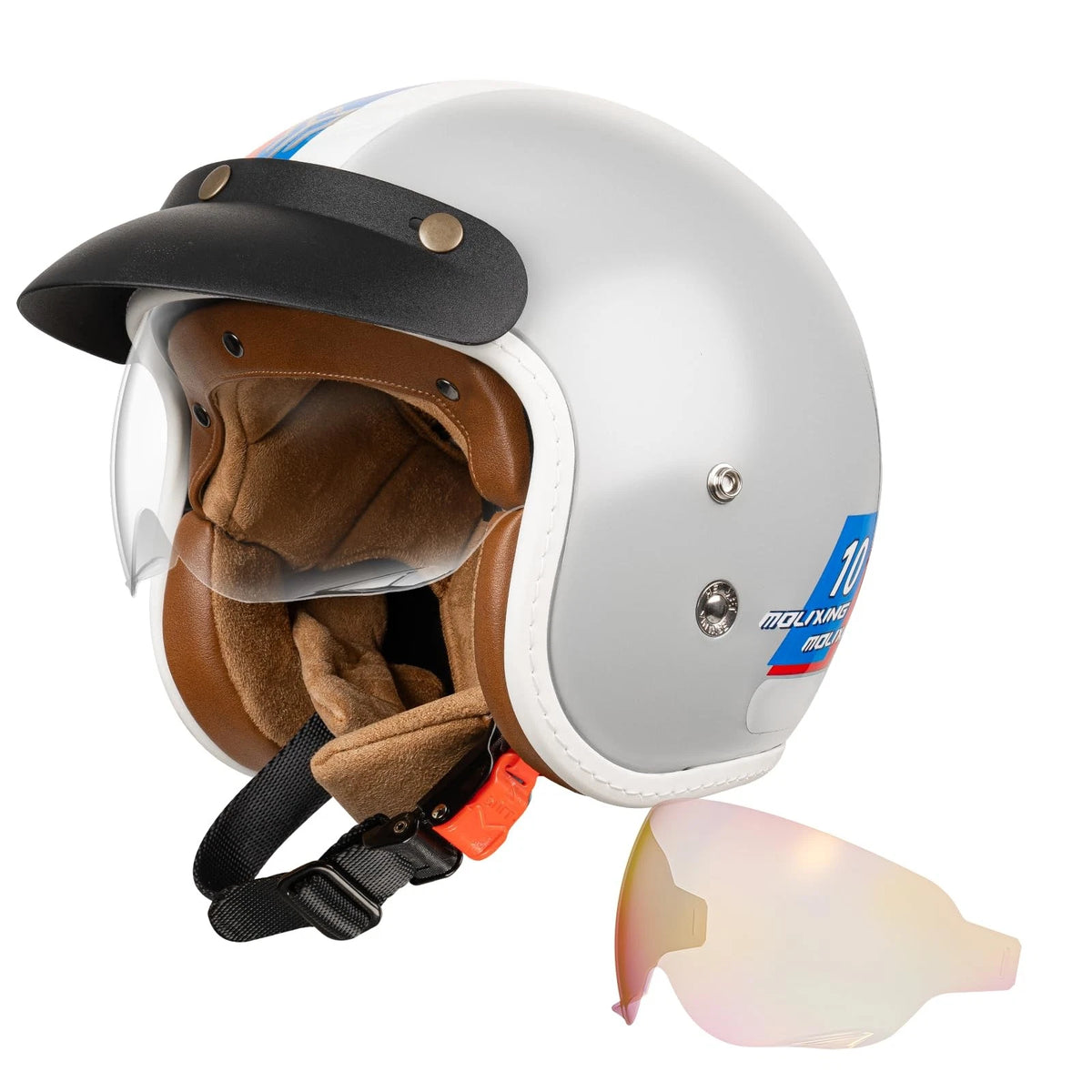 Retro 3/4 Open Face Motorcycle Helmet DOT Approved, Sun Shield, Comfort Fit