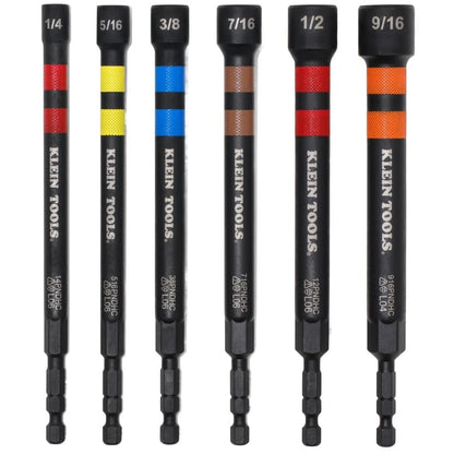 Set of 6 Magnetic Hollow Impact Nut Drivers for Klein Tools 32940