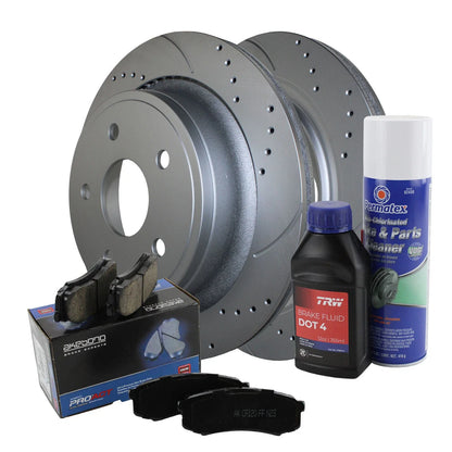 Rear Brake Kit 352mm Drilled Disc Rotors & Akebono Ceramic Pads for Dodge Ram 1500 (2002–2023)