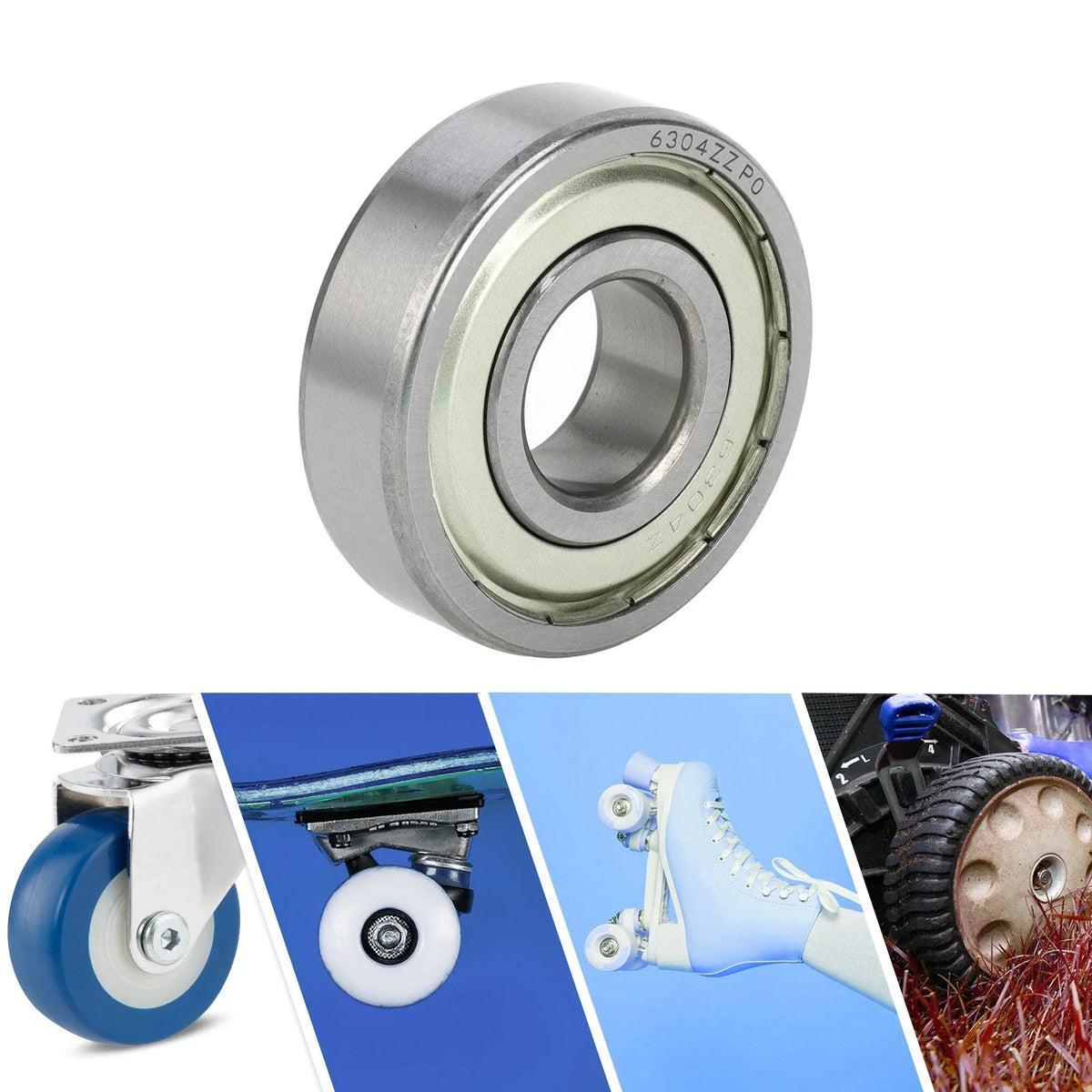 6304ZZ Deep Groove Ball Bearing for Scooter Skateboard (20x52x15mm)