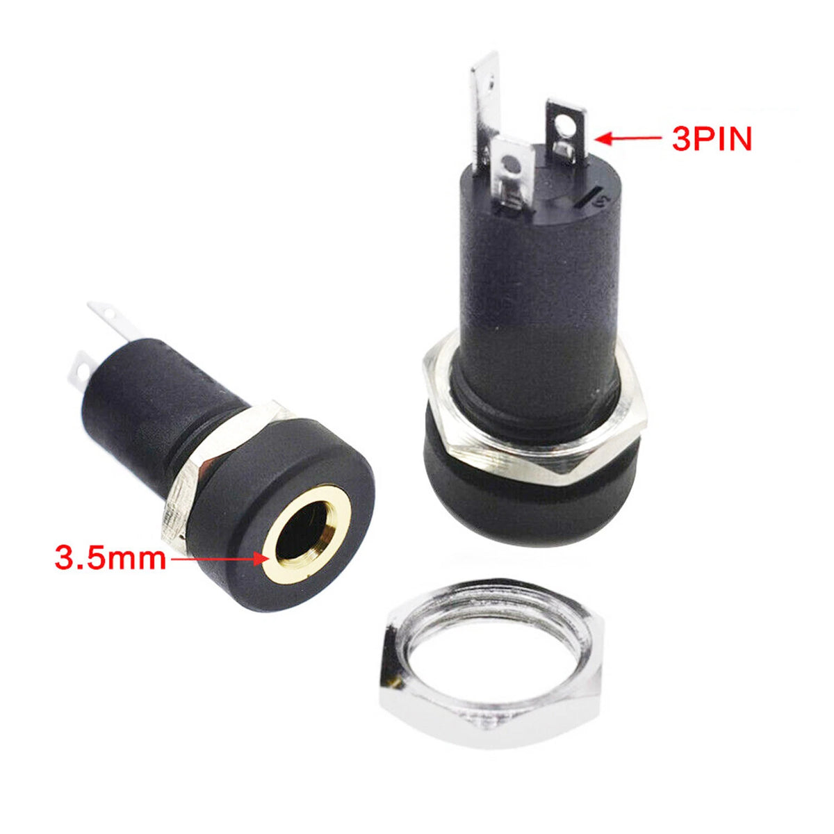 10x 3.5mm Audio Female Jack Socket 3-Pole Stereo Panel Mount Adapters