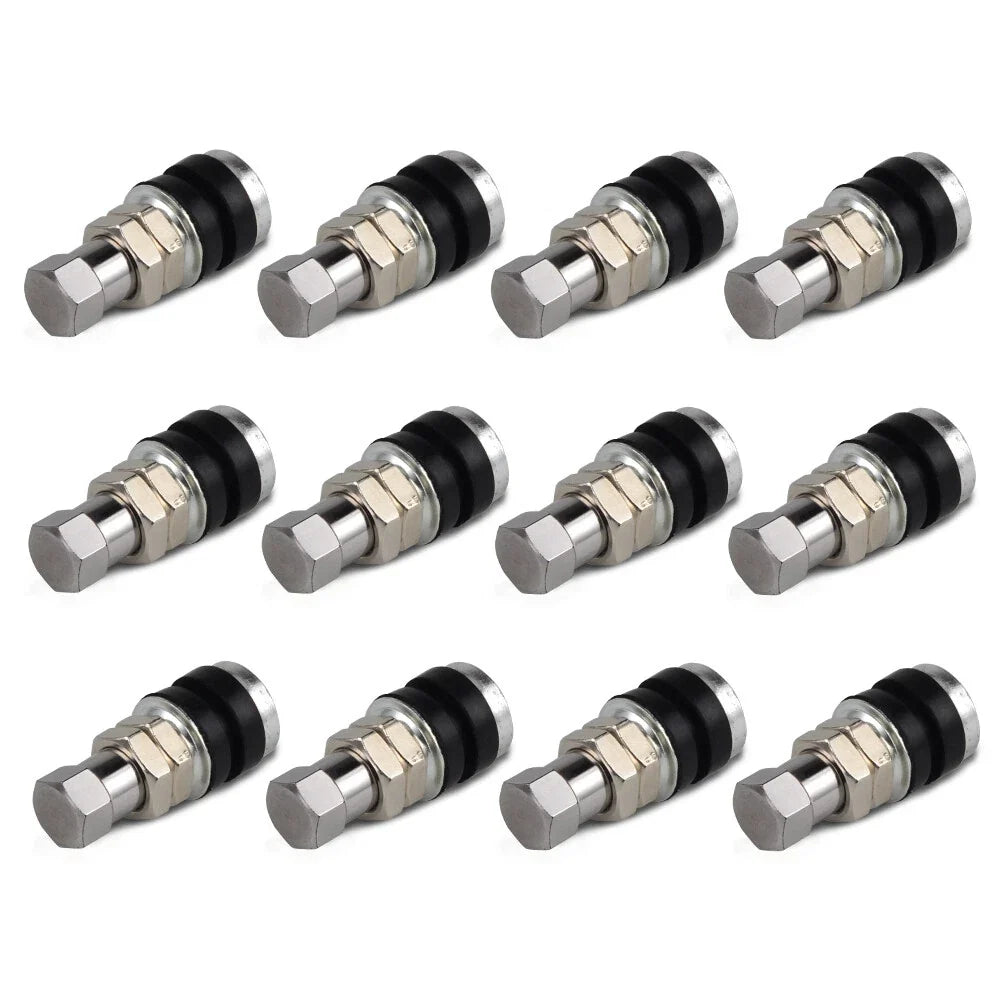Set of 12 Chrome Tire Valve Stems for Go-karts, Hot Rods