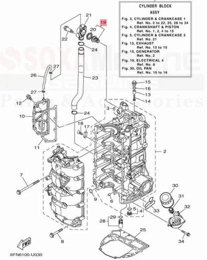 Thermostat Repair Kit for Yamaha Outboard (6EK-12411-00, 6EK-12412-00)