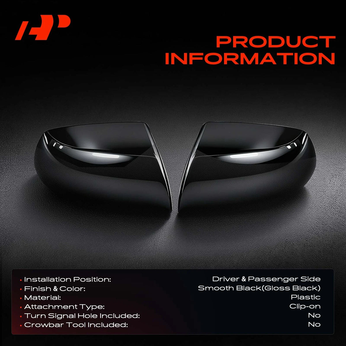 Set of 2 Mirror Cover Caps for Kia Soul (2020–2025) 87616-K0010, 87626-K0010