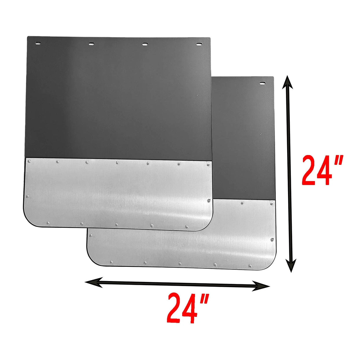 Set of 2 Universal Semi Truck Mud Flaps 24" x 24" w/ Stainless Steel Plates 902083