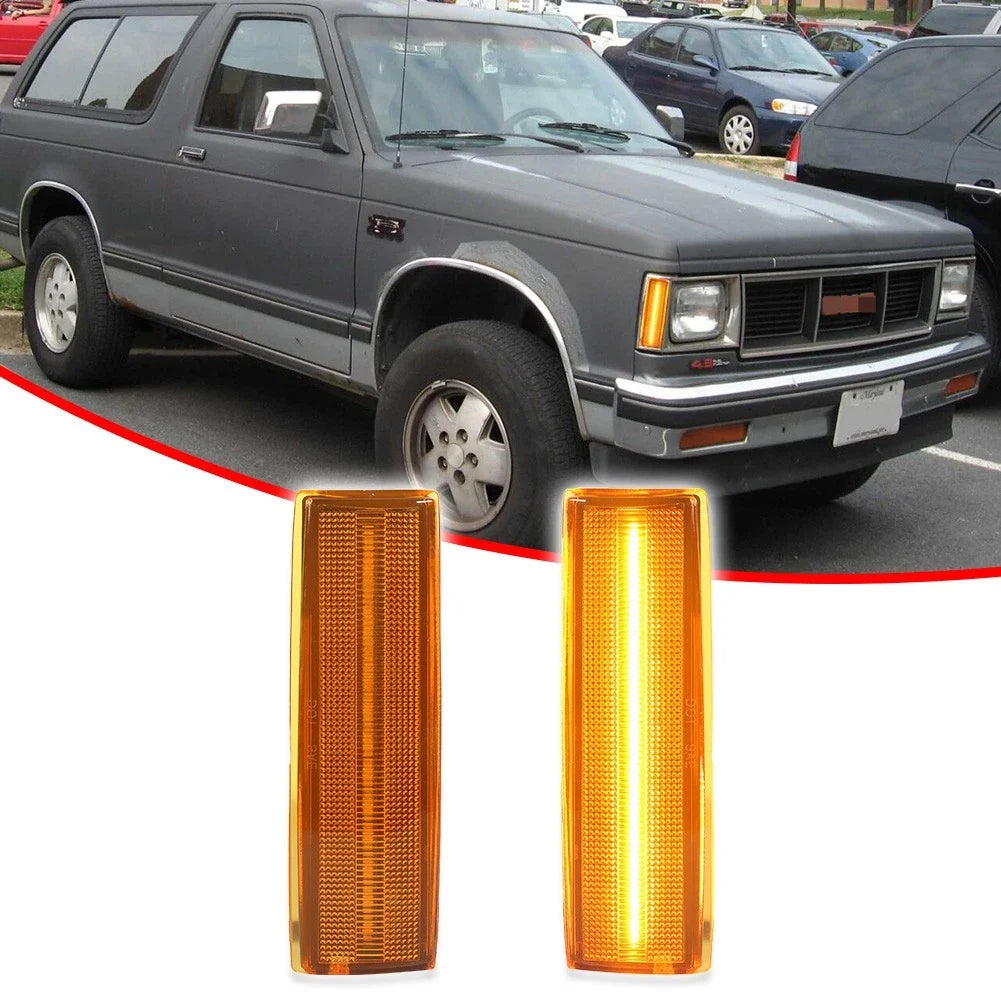 2X Amber Lens Full LED Side Marker Lights for Chevy S10 GMC Jimmy (1982–2004)