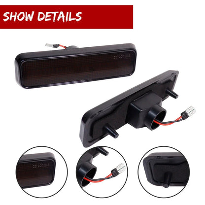 Set of 4 Smoked Lens LED Front & Rear Side Marker Lights for Dodge Plymouth