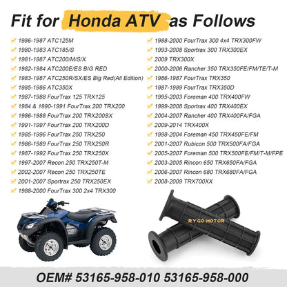 2x Handlebar Grips for Honda ATC125 ATC185 ATC200 ATC250 ATC350 (1970–1985) 53165-958-010
