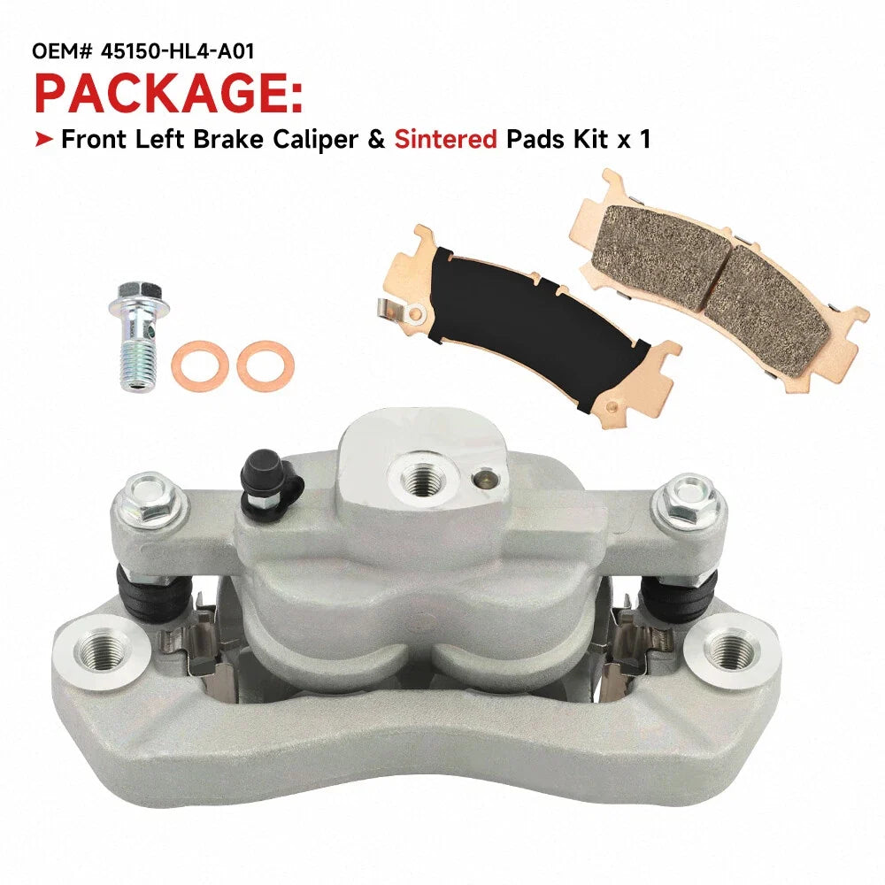 Front Left Brake Caliper with Pads for Honda Pioneer 1000 (2016–2023)