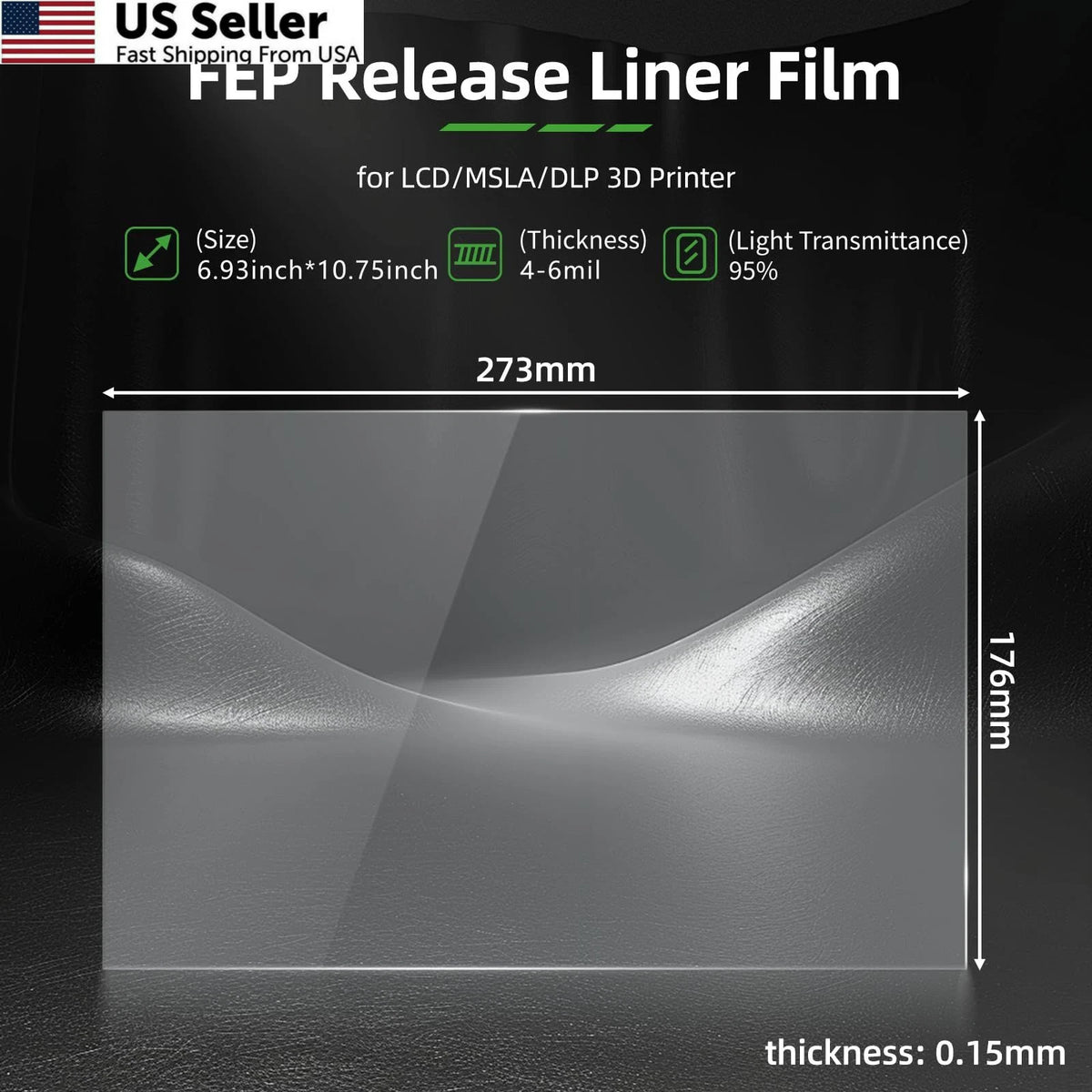 5 Pack Saturn 4 Ultra FEP Film for LCD MSLA DLP Resin Printer 273x176mm