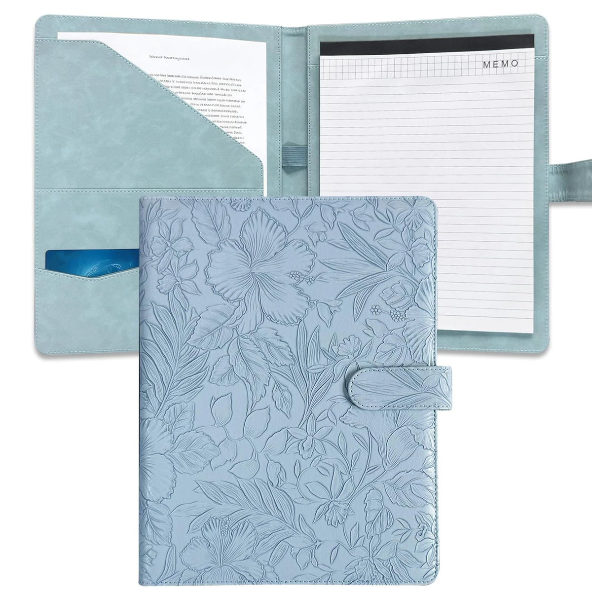 Portfolio Padfolio Binder for Professional Use (Faux Leather, Blue)