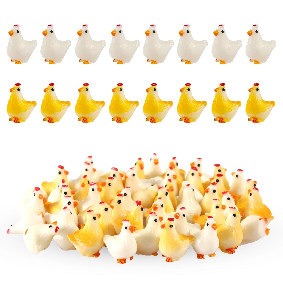 30X Miniature Resin Chickens for Decorative Use