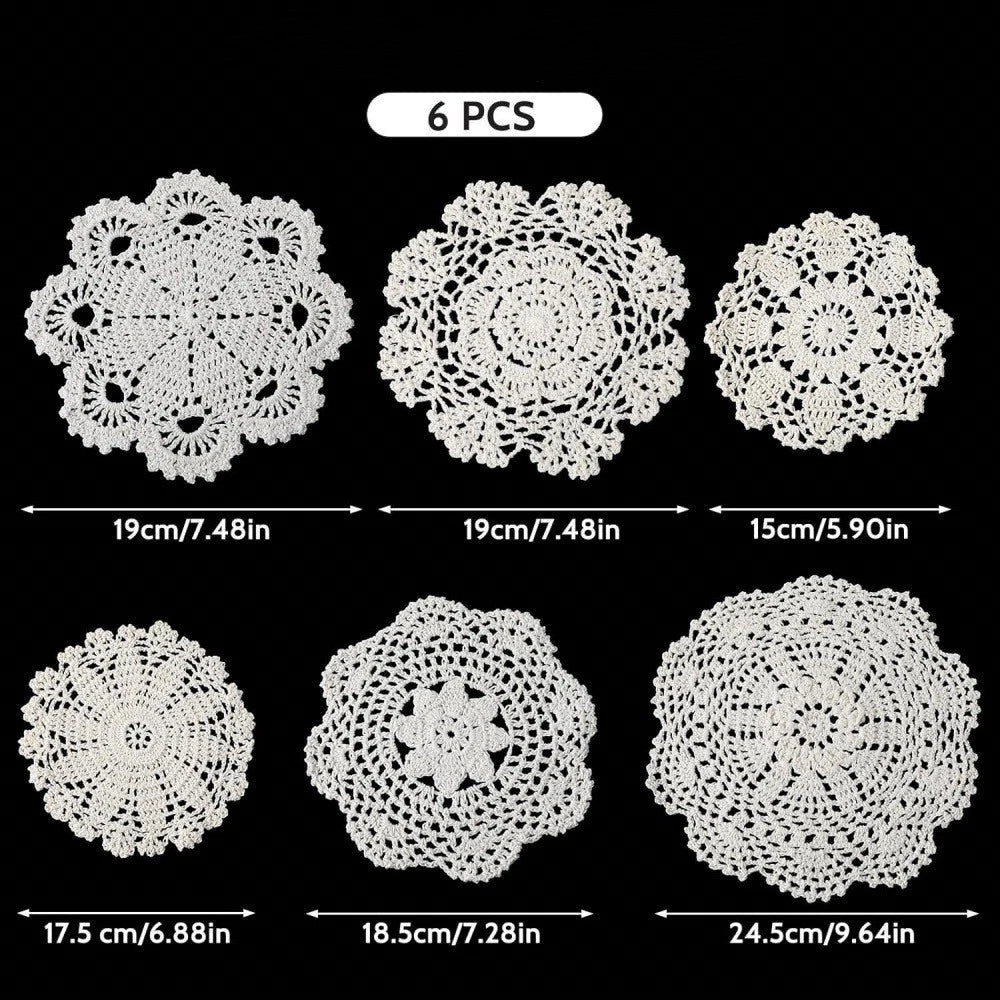 12Pcs Vintage Hand Crochet Lace Doilies Round Placemats