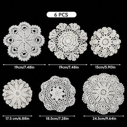 12Pcs Vintage Hand Crochet Lace Doilies Round Placemats