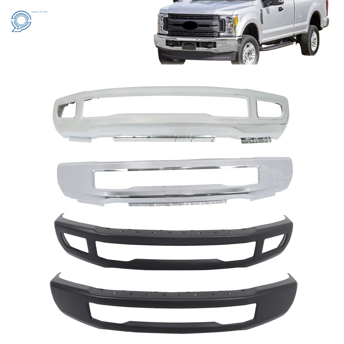 Front Bumper for Ford F250 F350 (2017–2019) W/ Fog Lamp Holes