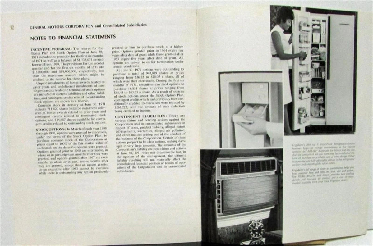 General Motors Stock Shareholders Quarterly Financial Report (1971)