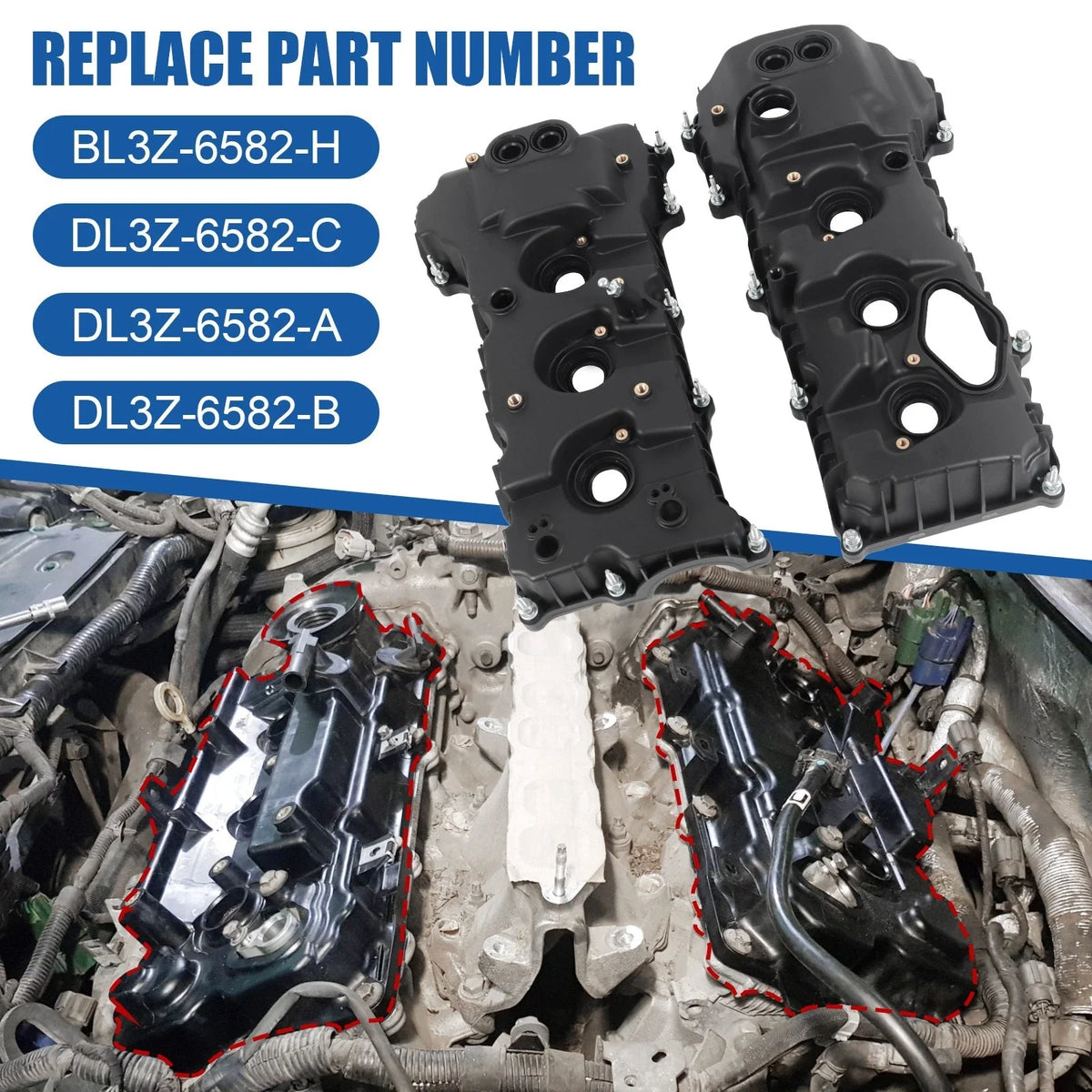 2 Valve Covers Set for Ford F-150 (2013–2016) & Expedition (2015–2017) 3.5L Turbo