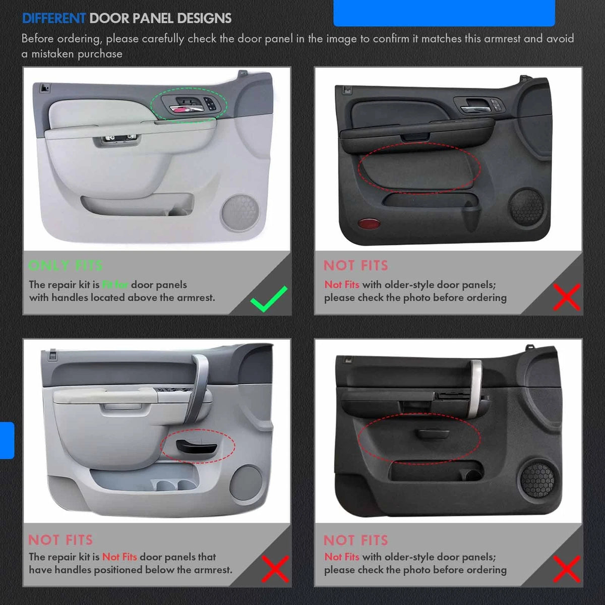 Armrest Repair Kit for Chevy Silverado, Suburban, Tahoe, GMC Sierra (2010–2014)